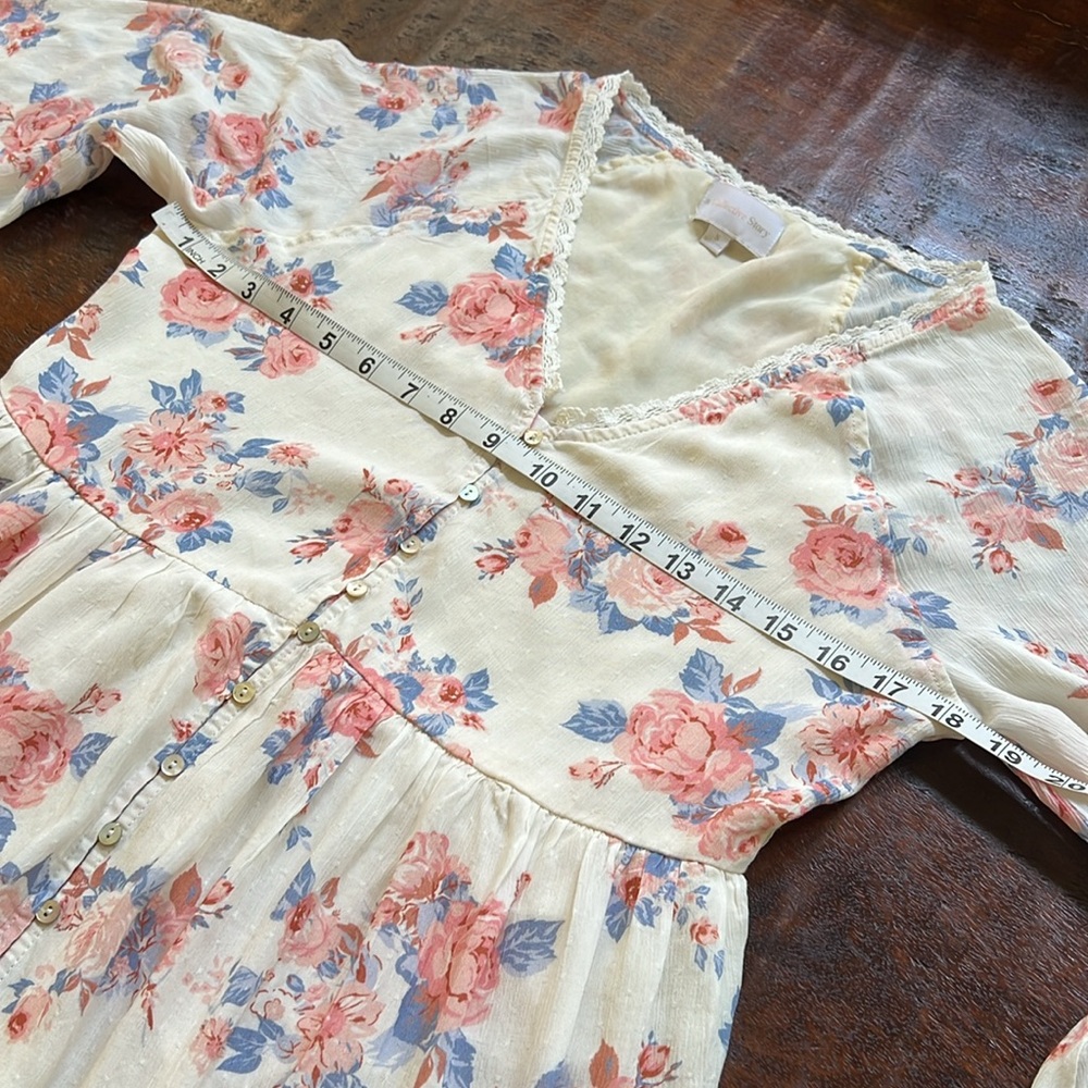 A COLLECTIVE STORY Empire Waist Tiered Maxi Dress Bohemian Floral Pink Size S - Picture 12 of 16